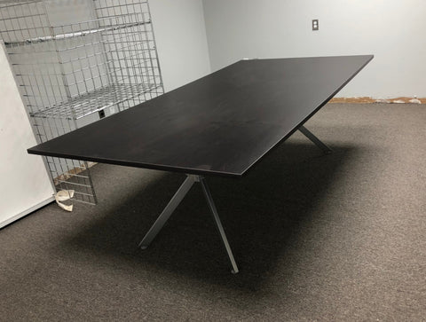 Espresso conference table - on a steel X base 1" thick top