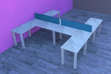 Cluster of L shape benching cubicles  60" by 60"  by dfs designs - Price shown is for all 4.
