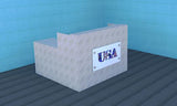 Song L -shape Reception desk with return 1" thick laminate - fits 15" monitor 44" high -