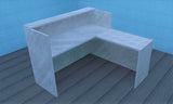 Song L -shape Reception desk with return 1" thick laminate - fits 15" monitor 44" high -