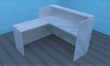 Song L -shape Reception desk with return 1" thick laminate - fits 15" monitor 44" high -