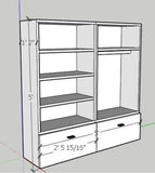 Zipper wall unit with storage and hanging option - 60 by 60 unit