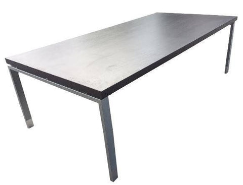 Modern contemporary ELM-GRAY 8 ft by 4ft conference table 2" thick with a steel silver base