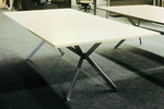 Conference  table with mat silver X base - In custom sizes
