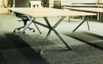 Conference  table with mat silver X base - In custom sizes