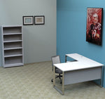 Slop desk Series desks 66 by 30 with a 24 by 42 universal return